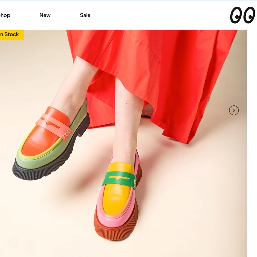 Charlotte Stone Adam Platform Loafers, Solimar Multicolor Mismatch - Size 8 - Picture 7 of 7